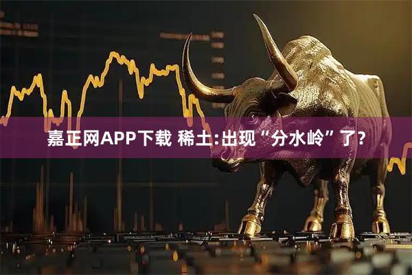 嘉正网APP下载 稀土:出现“分水岭”了？